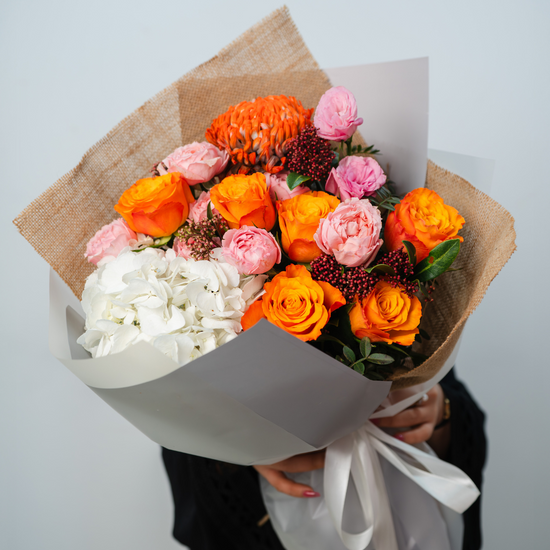 Autumn Sunrise flower bouquet with warm autumn colors in online flower delivery dubai