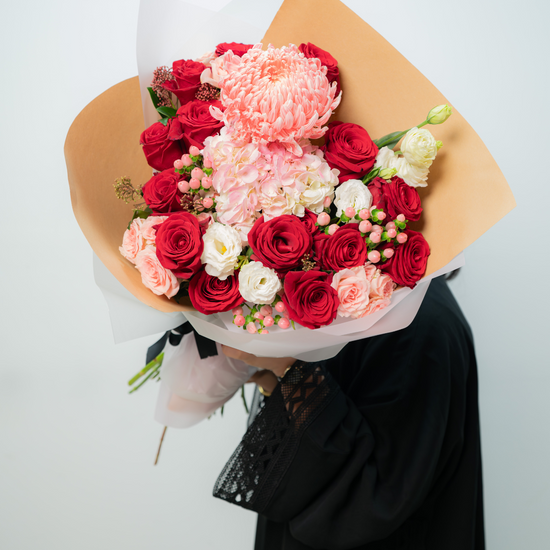 Radiant Rouge flower bouquet for fresh red flowers with flower shop in Dubai