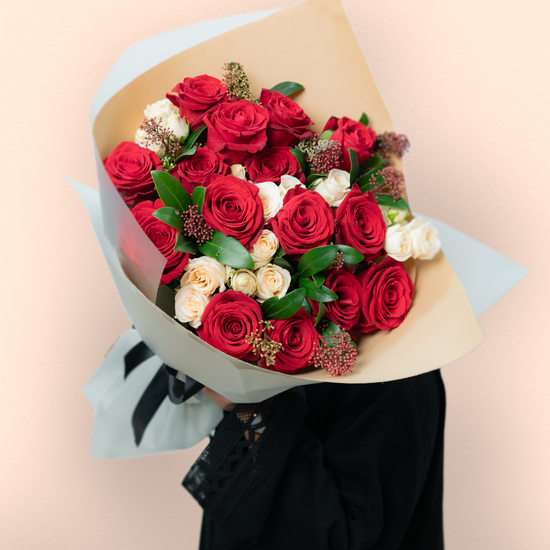 Ruby Glow flower bouquet with red flower shop JLT