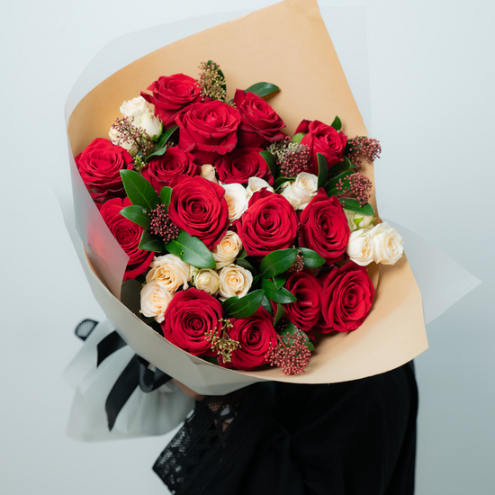 Ruby Glow flower bouquet with red flowers available in JLT