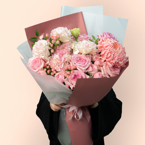 Fairy Floss flower bouquet with soft pastel blooms from one of the best flower shops in Dubai
